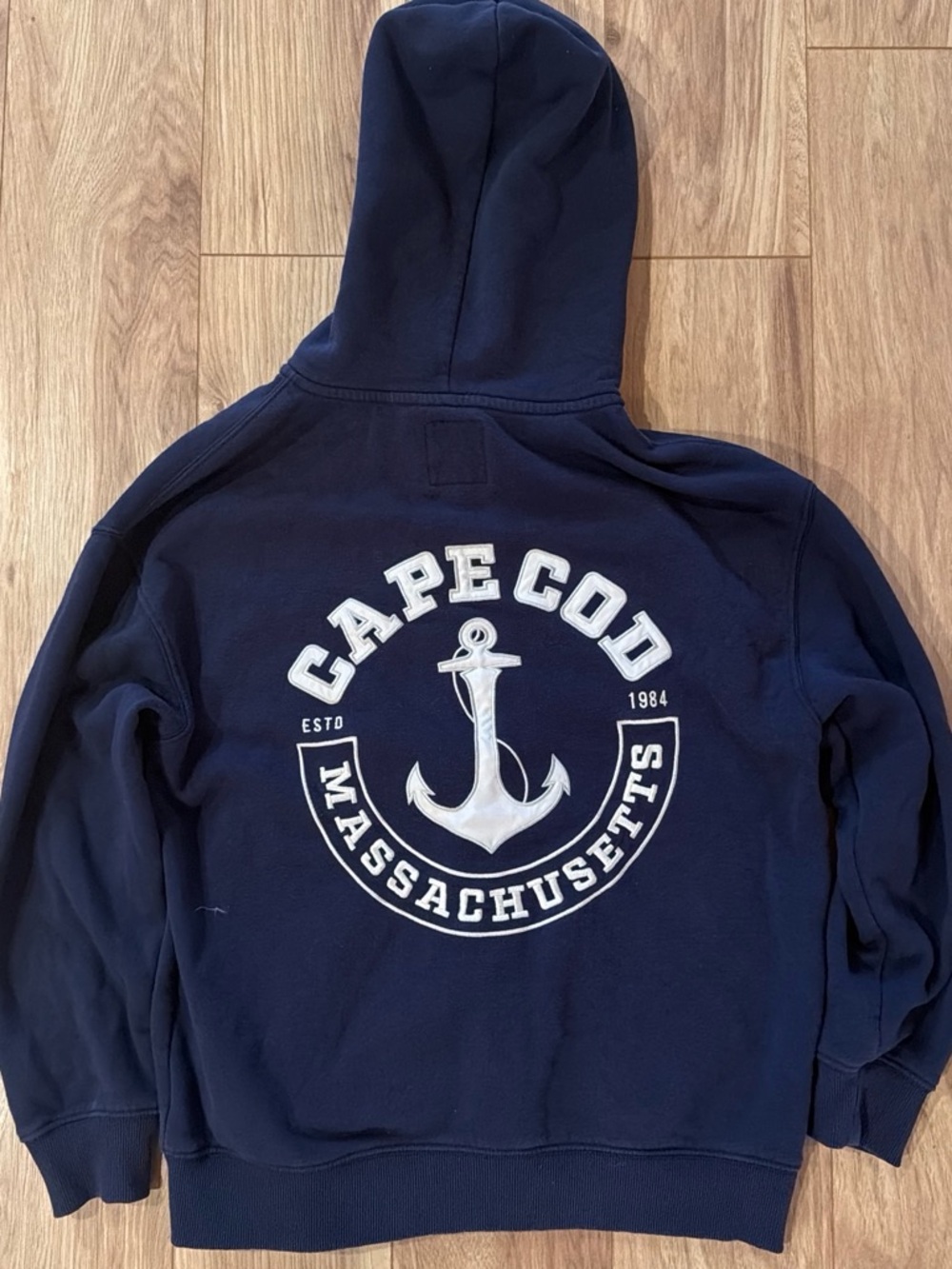Sunday Navy Hooded Jacket with White Anchor Graphic